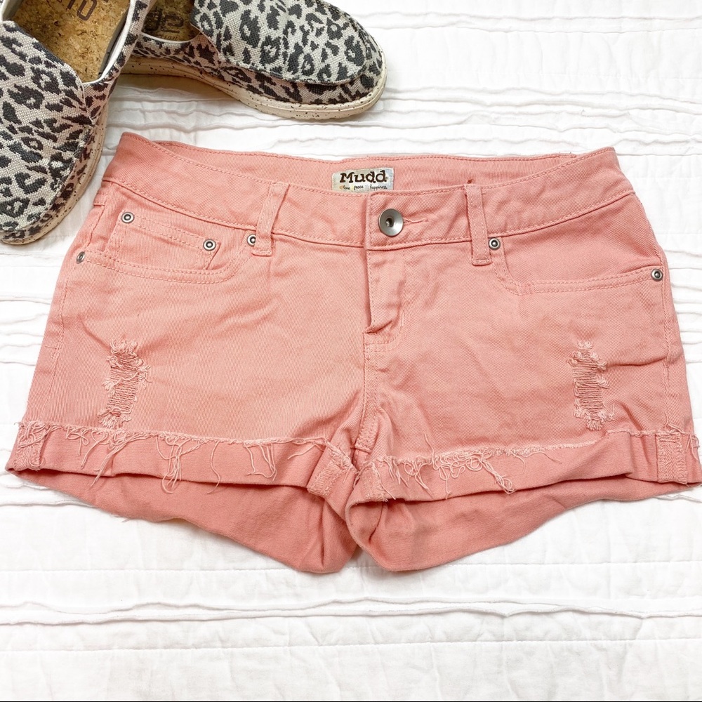 Mudd Pink Ripped Stretchy Denim Shorts, 11